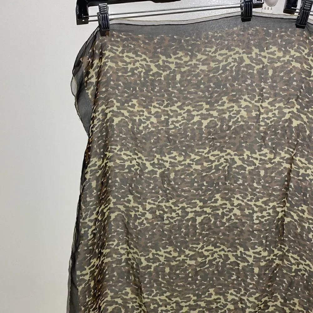 Brown Black Animal Print‎ Rectangular Fashion Sheer Scarf Size 29 x 32